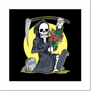 Death Holding a Flower Bouquet by Tobe Fonseca Posters and Art